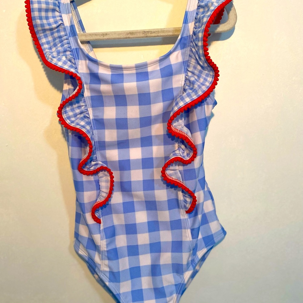 Girls Cat & Jack Gingham one piece swimsuit size 7/8